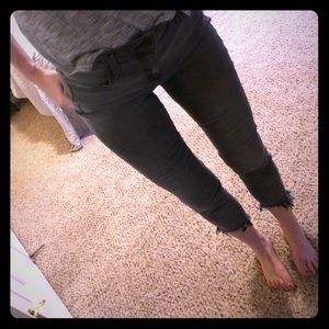 Dark grey jeans with cute fringe on the leg